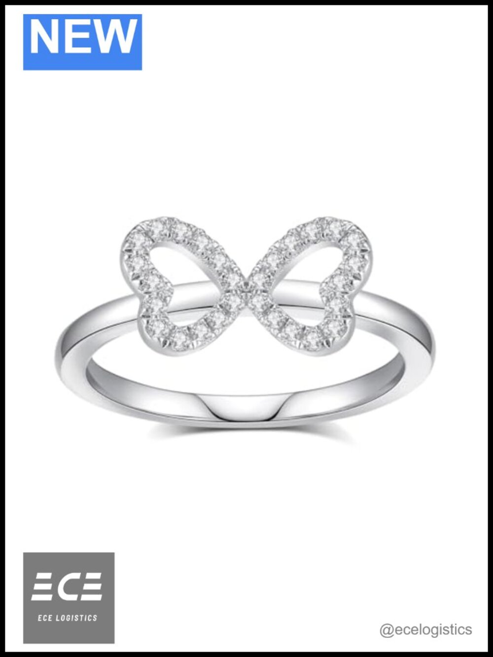 Moissanite Half Eternity Ring 925 Sterling Silver 18K White Gold Plated Wedding